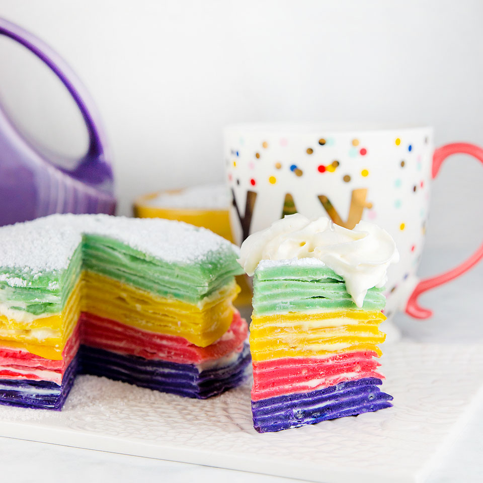 Wear+Where+Well shares a colorful rainbow crepe cake.
